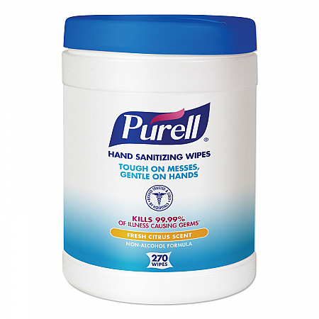 Sanitizing Hand Wipes, 6.75 x 6, Fresh Citrus, White, 270/Canister, 6 Canisters/Carton (911306CT)