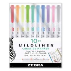 Zebra Mildliner Double Ended Highlighter, Assorted Ink Colors, Bold-Chisel/Fine-Bullet Tips, Assorted Barrel Colors, 10/Set (78101)