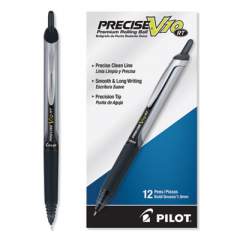 Pilot Precise V10RT Roller Ball Pen, Retractable, Bold 1 mm, Black Ink, Black Barrel, Dozen (13450)