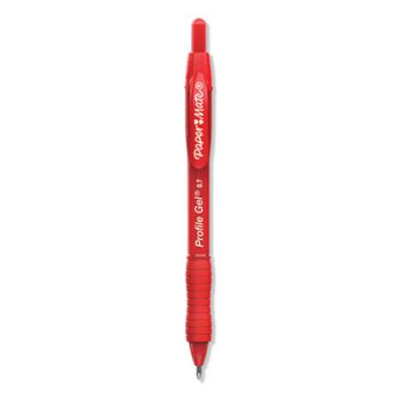 Paper Mate Profile Gel Pen, Retractable, Medium 0.7 mm, Red Ink, Translucent Red Barrel, Dozen (2095463)