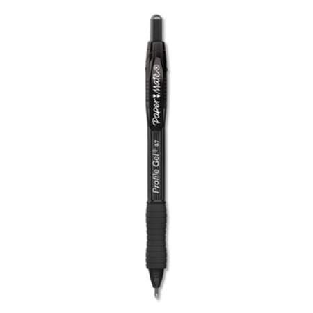 Paper Mate Profile Gel Pen, Retractable, Medium 0.7 mm, Black Ink, Translucent Black Barrel, Dozen (2095476)