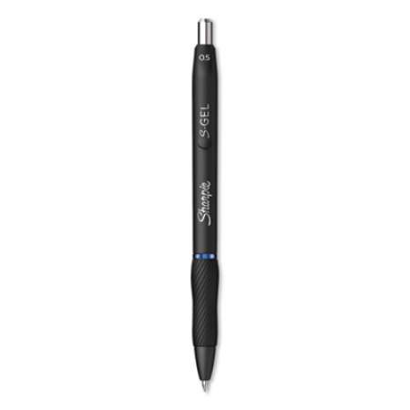 Sharpie S-Gel S-Gel High-Performance Gel Pen, Retractable, Fine 0.5 mm, Blue Ink, Black Barrel, Dozen (2096146)