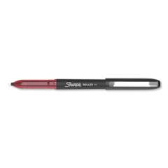 Sharpie Roller Professional Design Roller Ball Pen, Stick, Fine 0.5 mm, Red Ink, Black Barrel, Dozen (2093226)