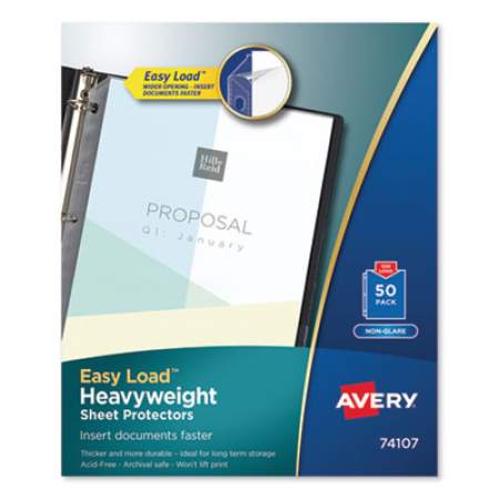 Avery Top-Load Poly Sheet Protectors, Heavy Gauge, Letter, Nonglare, 50/Box (74107)