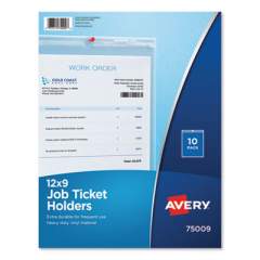Avery Job Ticket Holders, Heavy Gauge Vinyl, 9 x 12, Clear, 10/Pack (75009)