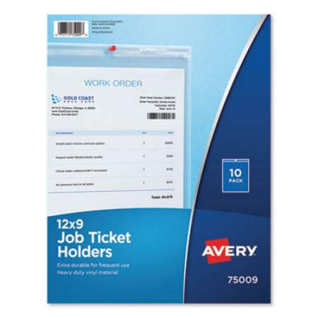 Avery Job Ticket Holders, Heavy Gauge Vinyl, 9 x 12, Clear, 10/Pack (75009)
