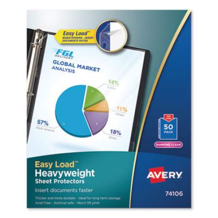 Avery Top-Load Poly Sheet Protectors, Heavy Gauge, Letter, Diamond Clear, 50/Box (74106)