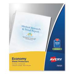 Avery Top-Load Sheet Protector, Economy Gauge, Letter, Semi-Clear, 100/Box (74101)