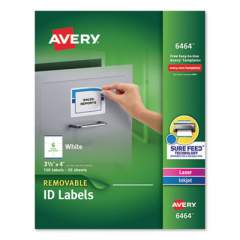 Avery Removable Multi-Use Labels, Inkjet/Laser Printers, 3.33 x 4, White, 6/Sheet, 25 Sheets/Pack (6464)