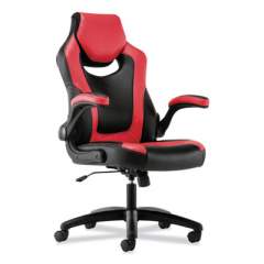 Sadie 9-Twelve High-Back Racing Style Chair with Flip-Up Arms, Supports Up to 225 lb, Black Seat, Red Back, Black Base (VST912)