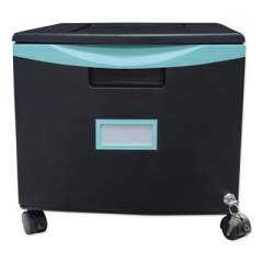 Storex Single-Drawer Mobile Filing Cabinet, 1 Legal/Letter-Size File Drawer, Black/Teal, 14.75" x 18.25" x 12.75" (61270U01C)