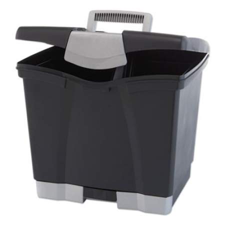 Storex Portable File Box with Drawer, Letter Files, 14" x 11.25" x 14.5", Black (61523U01C)