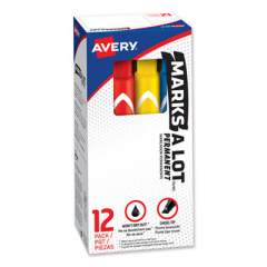 Avery MARKS A LOT Large Desk-Style Permanent Marker, Broad Chisel Tip, Assorted Colors, 12/Set (24800)
