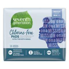 Seventh Generation Chlorine-Free Ultra Thin Pads with Wings, Regular, 18/Pack (450022PK)
