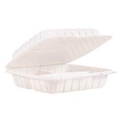 ProPlanet by Dart Hinged Lid Containers, 3-Compartment, 9 x 8.8 x 3, White, 150/Carton (90MFPPHT3)