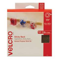 VELCRO Sticky-Back Fasteners with Dispenser, Removable Adhesive, 0.75" x 15 ft, Beige (90083)