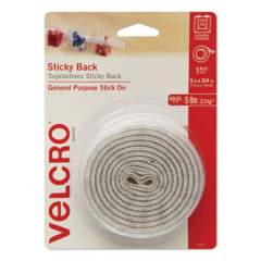 VELCRO Sticky-Back Fasteners with Dispenser, Removable Adhesive, 0.75" x 5 ft, White (90087)