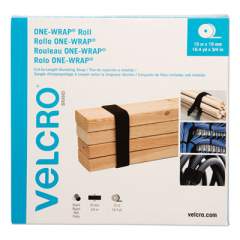 VELCRO ONE-WRAP Cut-To-Fit Standard-Ties, 0.75" x 49 ft, Black (30640)
