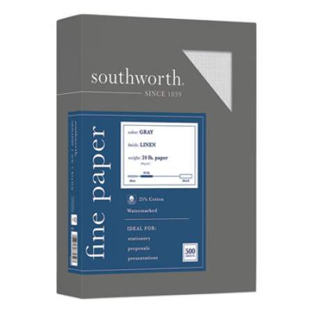Southworth 25% Cotton Linen Business Paper, 24 lb, 8.5 x 11, Gray, 500/Ream (574C)