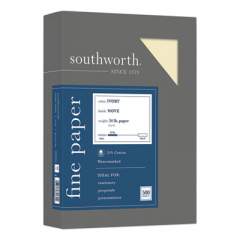 Southworth 25% Cotton Business Paper, 95 Bright, 24 lb, 8.5 x 11, Ivory, 500 Sheets/Ream (404IC)