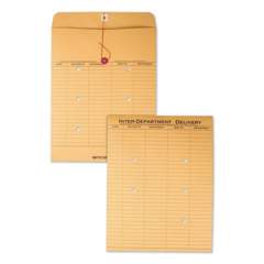 Quality Park Brown Kraft String and Button Interoffice Envelope, #97, Two-Sided Five-Column Format, 10 x 13, Brown Kraft, 100/Carton (63560)