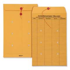 Quality Park Brown Kraft String and Button Interoffice Envelope, #98, One-Sided Five-Column Format, 10 x 15, Brown Kraft, 100/Carton (63564)