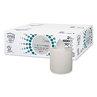 DissolveTech Center-Pull Paper Towel, 1-Ply, 7.6 x 10, White, 600 Sheets/Roll, 6 Rolls/Carton (410334)