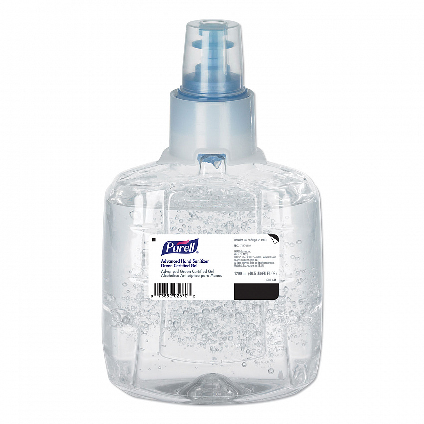 Advanced Hand Sanitizer Green Certified Gel Refill, For LTX-12 Dispensers, 1,200 mL, Fragrance-Free (190302EA)