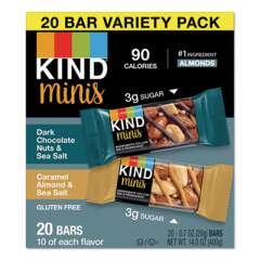 KIND Minis, Dark Chocolate Nuts and Sea Salt/Caramel Almond and Sea Salt, 0.7 oz, 20/Pack (27964)