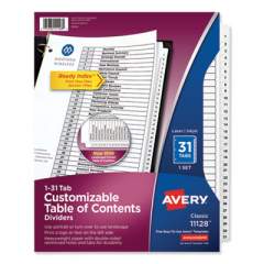 Avery Customizable TOC Ready Index Black and White Dividers, 31-Tab, Letter (11128)