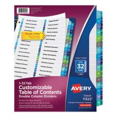 Avery Customizable TOC Ready Index Double Column Multicolor Dividers, 32-Tab, Letter (11322)