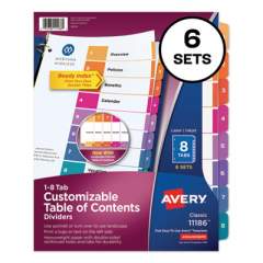 Avery Customizable TOC Ready Index Multicolor Dividers, 8-Tab, Letter, 6 Sets (11186)