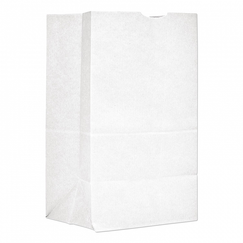 Grocery Paper Bags, 20# Squat Size, 40# Basis Weight, 8.13" x 5.88" x 12.5", White, 500/Bundle (GW20S500)