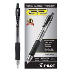 Pilot G2 Premium Gel Pen, Retractable, Extra-Fine 0.5 mm, Black Ink, Smoke Barrel, Dozen (31002)