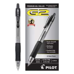 Pilot G2 Premium Gel Pen Convenience Pack, Retractable, Extra-Fine 0.38 mm, Black Ink, Clear/Black Barrel, Dozen (31277)