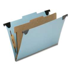 AbilityOne 7530016216200 SKILCRAFT Hanging Classification Folders, Legal Size, 3 Dividers, 2/5-Cut Tab, Light Blue, 10/Box