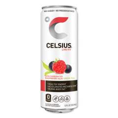 Celsius Live Fit Fitness Drink, Raspberry Acai Green Tea, 12 oz Can, 12/Carton (24383476)