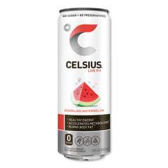 Celsius Live Fit Fitness Drink, Sparkling Watermelon, 12 oz Can, 12/Carton (CLL00361)