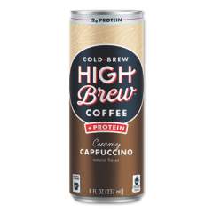 HIGH Brew Coffee Cold Brew Coffee + Protein, Creamy Cappuccino, 8 oz Can, 12/Pack (2708242)