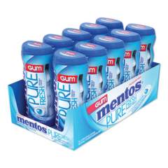 Mentos Pure Fresh Sugar-Free Gum, Mint, 15 Pieces/Pack, 10 Packs/Box (2051022)