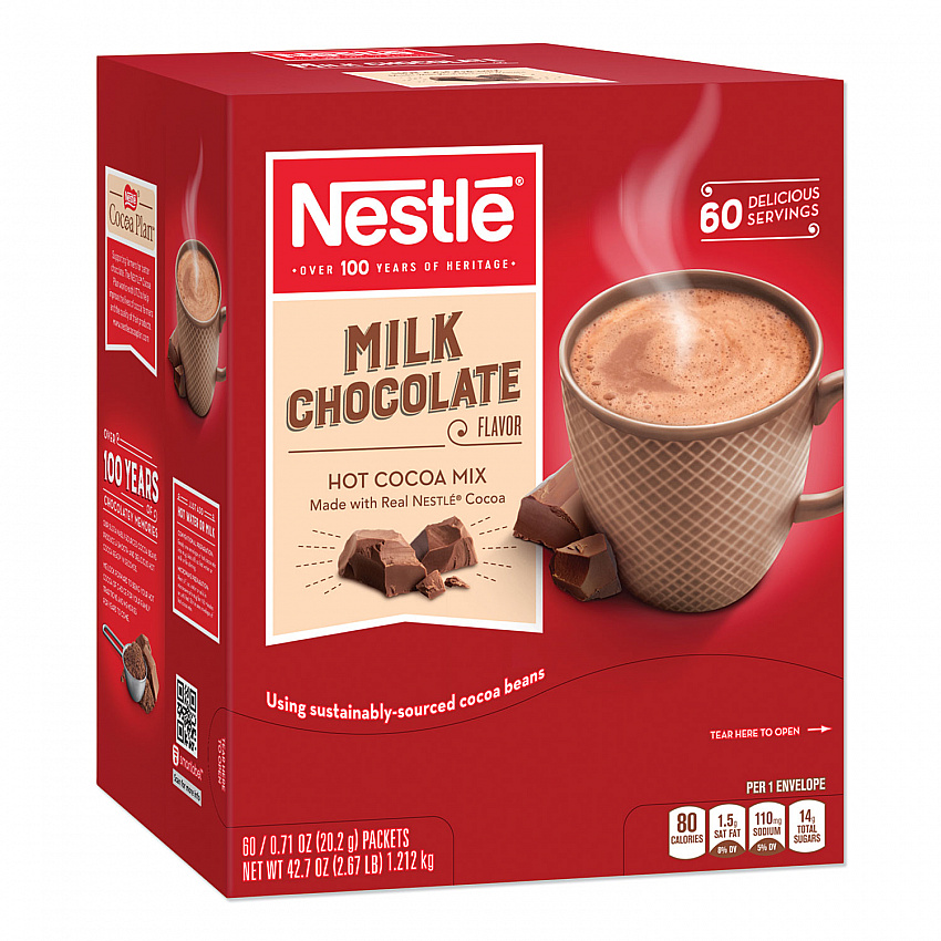 Hot Cocoa Mix, Milk Chocolate, 0.71 oz Packet, 60 Packets/Box (26791)