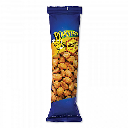 Honey Roasted Peanuts, 2.5 oz Tube, 15/Box (01652)