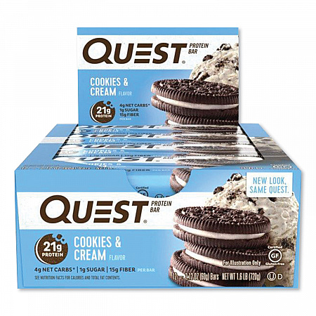 Protein Bars, Cookies and Cream, 2.12 oz Bar, 12 Bars/Box (00018)