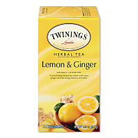 Tea Bags, Lemon and Ginger, 1.32 oz Tea Bag, 25 Tea Bags/Box (85145)