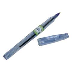 AbilityOne 7520016827166 SKILCRAFT Recycled Water Bottle Ballpoint Pen, Stick, Fine 0.5 mm, Blue Ink, Clear Barrel, Dozen