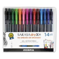 Zebra Sarasa Dry Gel X20 Gel Pen, Retractable, Medium 0.7 mm, Assorted Ink and Barrel Colors, 14/Pack (46824)