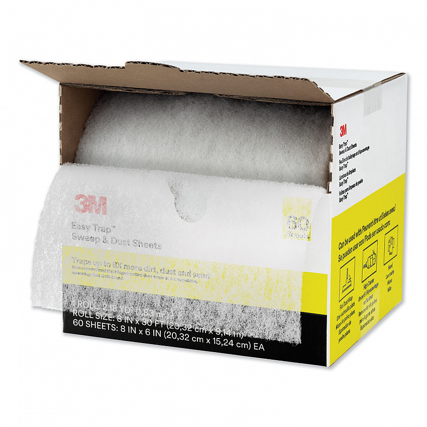 Easy Trap Duster Sweep and Dust Sheets, 8" x 30 ft, White, 60 Sheets/Box, 8 Boxes/Carton (59152WCT)