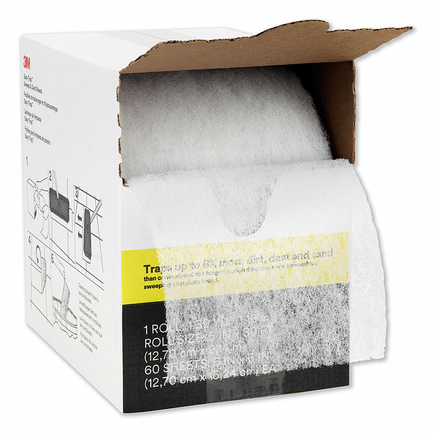 Easy Trap Duster Sweep and Dust Sheets, 5" x 30 ft, White, 60 Sheet Roll/Box (59032W)