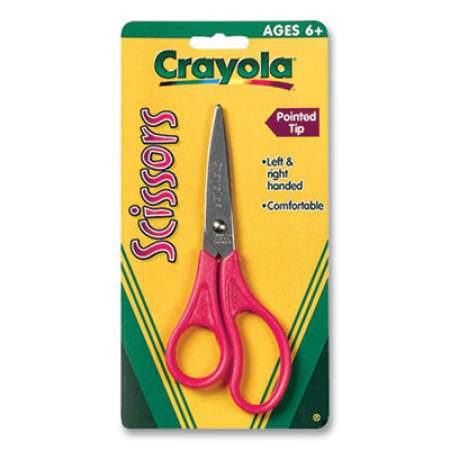 Crayola Stainless Steel Kid's Scissors, 5.38" Cut Length, Red Straight Handle (478945)