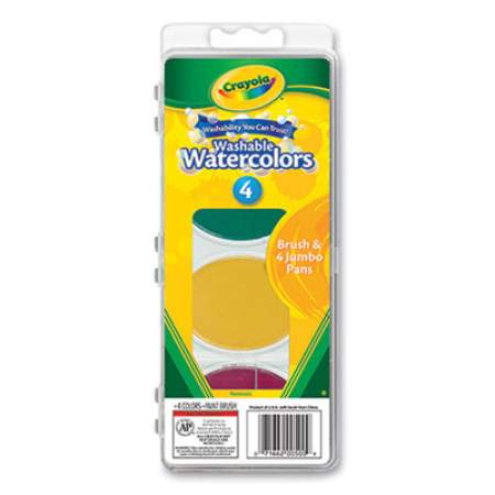 Crayola Jumbo Washable Watercolor Set, 4 Assorted Colors, Palette Tray (605444)